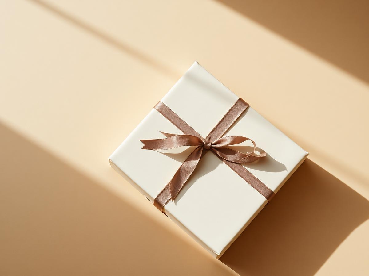 Stilleven van een zorgvuldig ingepakt cadeau